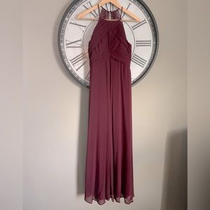 Formal Maroon Floor-Length Chiffon Dress